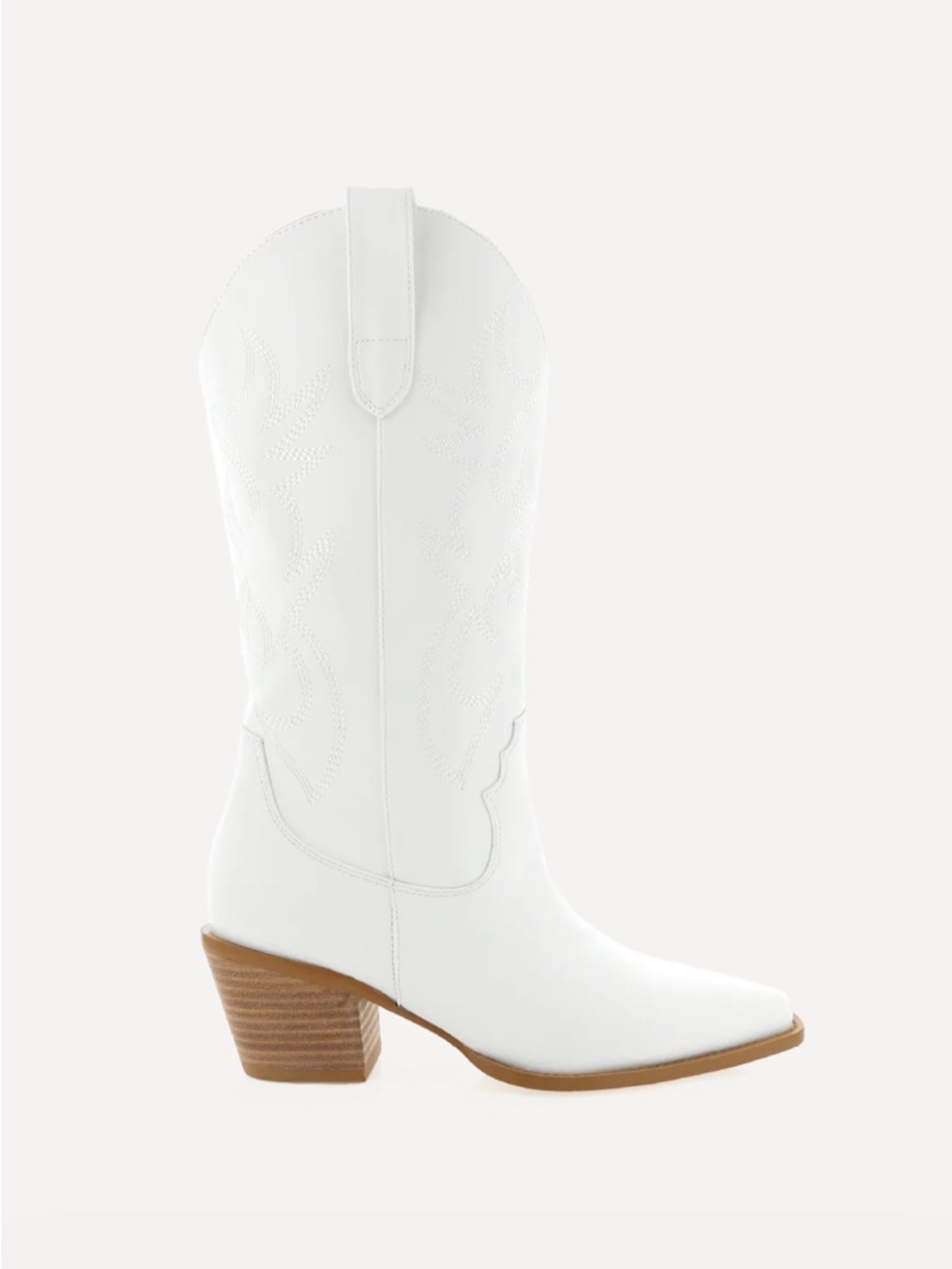 Billini White Western Mid Heel Boot